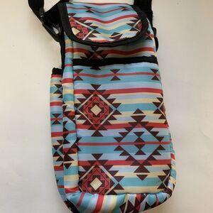 Canyon Sky Deluxe Insulated Water Bottle Bag 3 Pockets M/C Striped Native Print